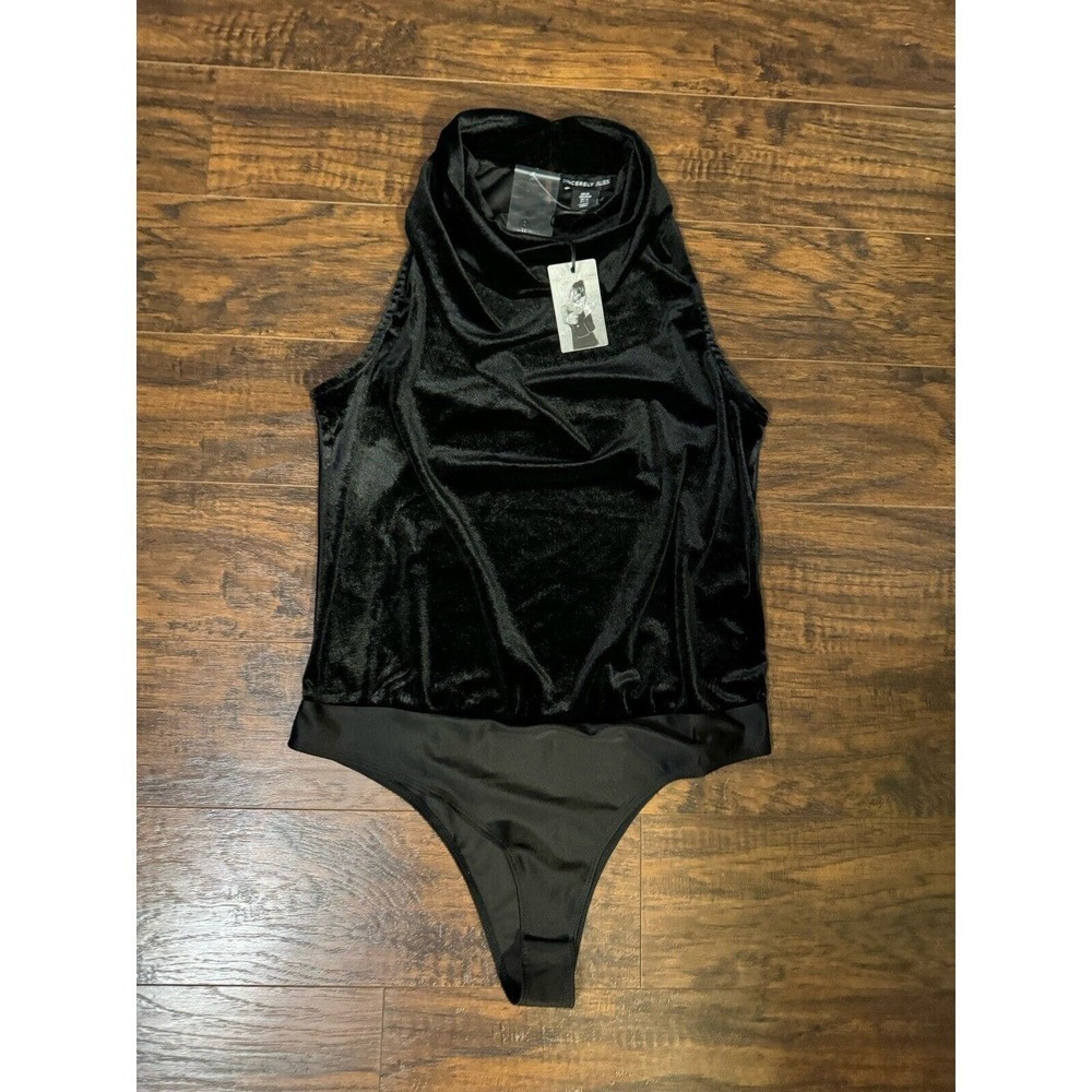 Sincerely Jules Bodysuit Womens Size Medium Black Casual Solid Shapewear Preppy